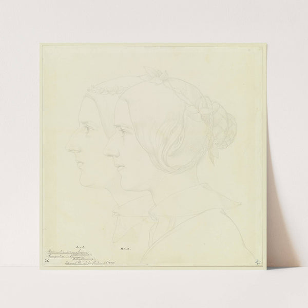 Maximiliane von Arnim, Gräfin Oriolla, und Armgart von Arnim, Gräfin Flemming, im Profil nach links (1845) by Eduard von Steinle