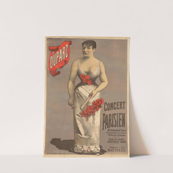 Me Duparc. Concert Parisien, 37 Faubourg St Denis. Pour les voitures & la location, 10 rue de l’Echiquier (1890) by Imp. Emile Lévy