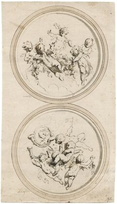Medallions with putti, representing Water and Air