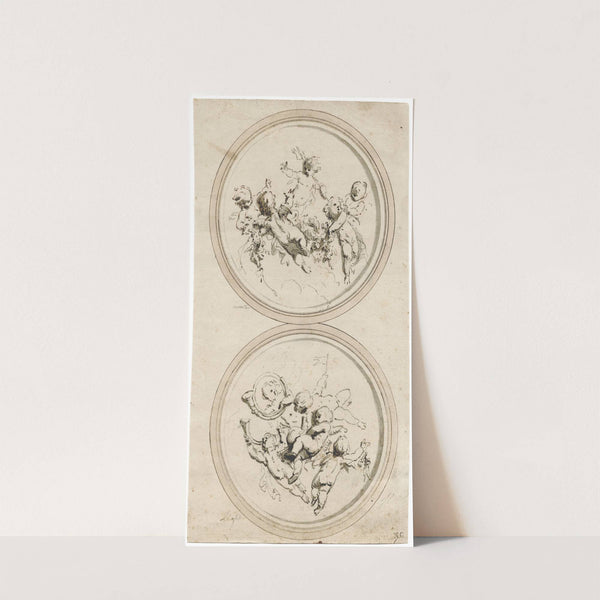 Medallions with putti, representing Water and Air by Jacob de Wit