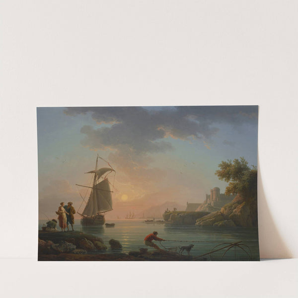 Mediterranean port at sunset, with a fisherman in the foreground (1778) by Claude-Joseph Vernet