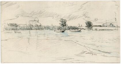 Meer met enkele roeibootjes