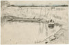 Meer met roeiboot en poes