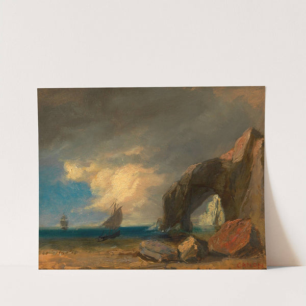 Meeresküste mit Fischerbooten (Ölstudie) by Hans Canon