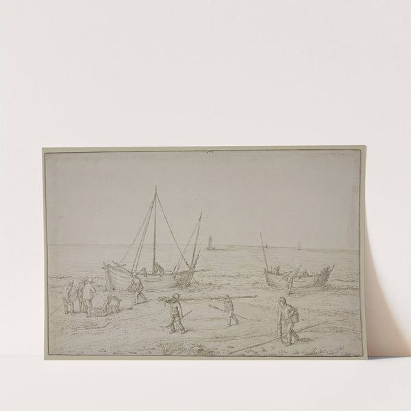 Meeresküste mit Segelbooten und Fischern by Jacob de Gheyn II