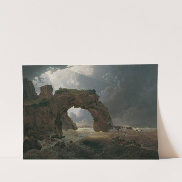 Meeressturm beim Arco di Miseno bei Miliscola mit Blick gegen Nisida (1819) by Joseph Rebell