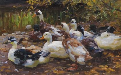 Meine Enten (Elf Enten am Ufer)