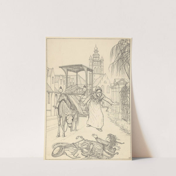 Meisje aangereden door een paardenkar by Willem Pothast