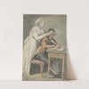Meisje bedekt de ogen van een jongeling (1709 - 1789) by Etienne Jeaurat