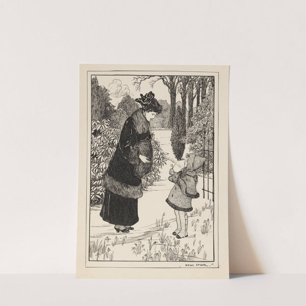 Meisje biedt een vrouw een sneeuwklokje aan by Nelly Spoor