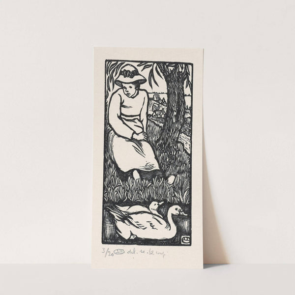 Meisje en twee eenden (1912) by Lucien Pissarro