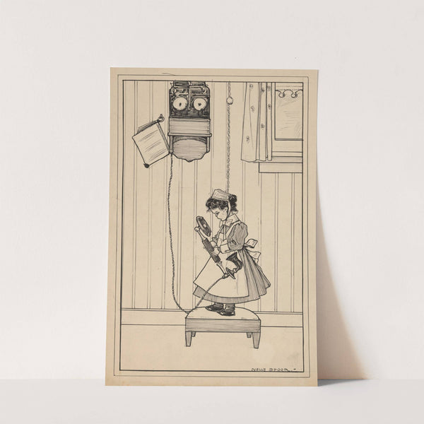 Meisje in verpleegstersuniform met een telefoon by Nelly Spoor