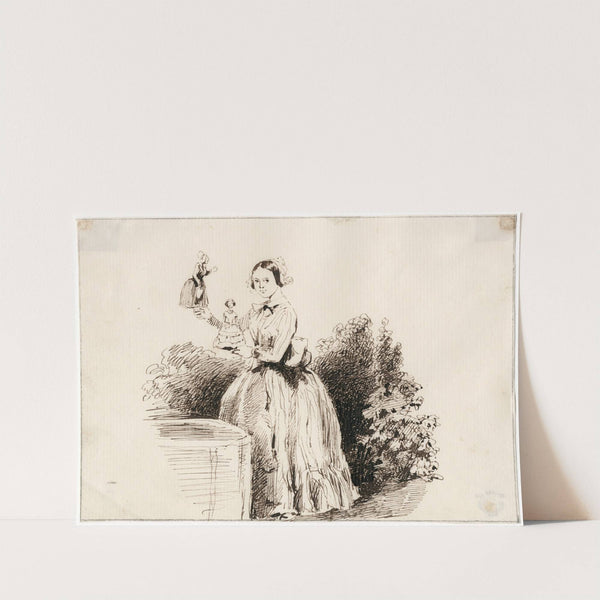 Meisje met drie poppen in een tuin by Pieter van Loon