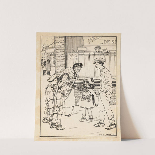 Meisje met hond op een straathoek by Nelly Spoor