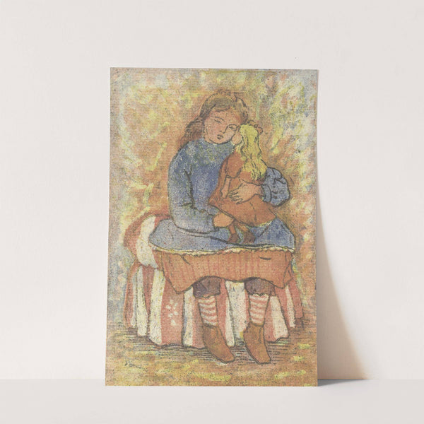 Meisje met pop (1873) by Lucien Pissarro