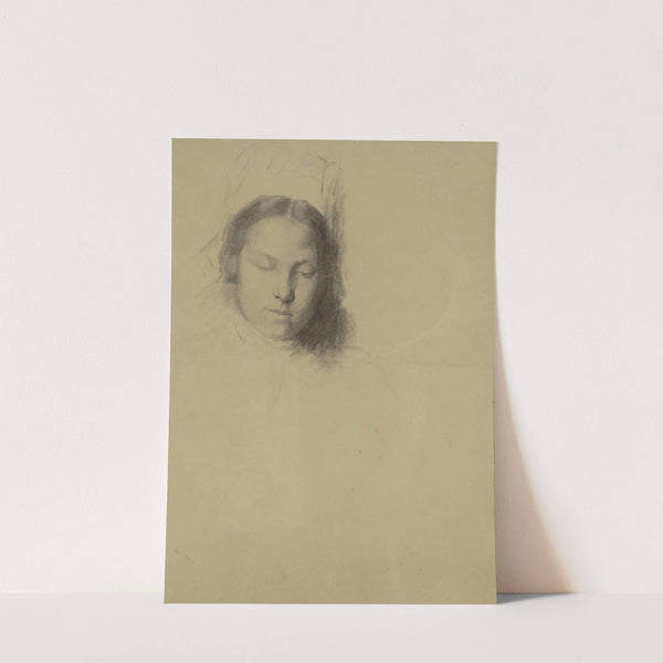 Meisjeskop met neergeslagen blik by Thérèse Schwartze