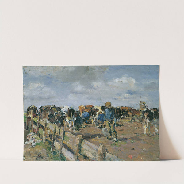 Melken der Kühe by Carl Fahringer