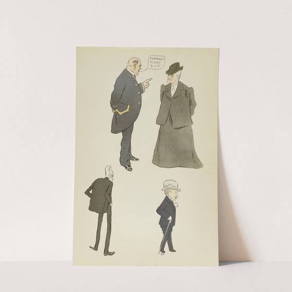 melle Garibaldi, huissier, Prince de Thurn-et-taxis, le jockey Hoagan (1909) by Georges Goursat (Sem)