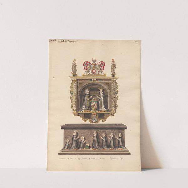 Memorial to Lord and Lady Latimer and Tomb of the children Ralph, Katherin, Ralph, Dorothye, Jane, Margaret and Anne from East Ham Church by Daniel Lysons