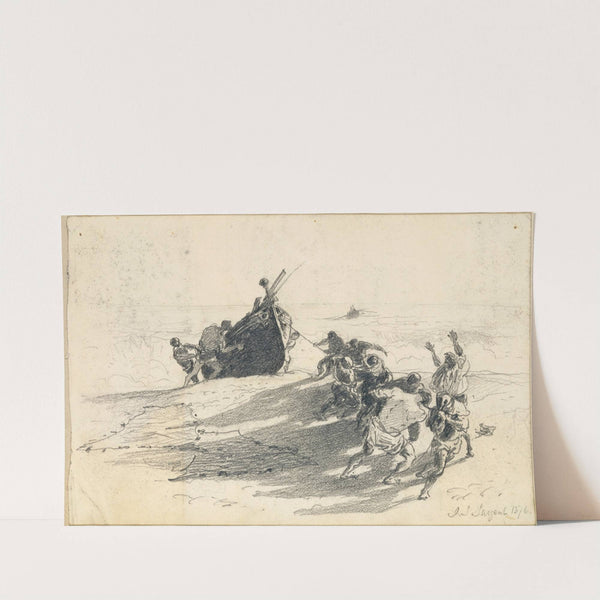 Men Hauling Lifeboat onto Beach by John Singer Sargent