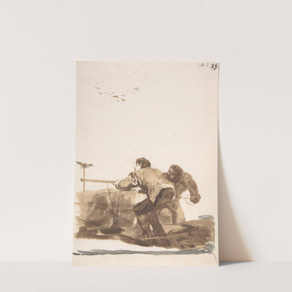 Men hunting birds using a decoy (ca. 1812–20) by Francisco de Goya