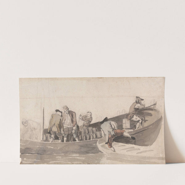 Men Loading a Boat with Barrels by Samuel Scott