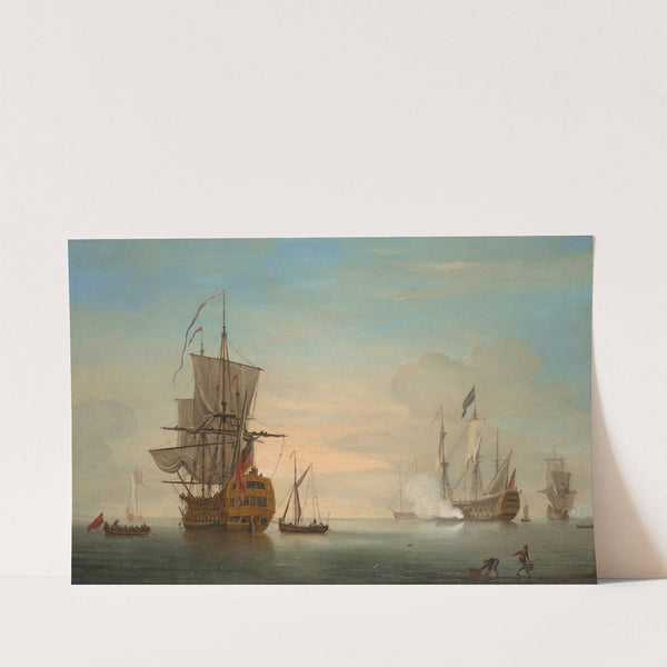 Men of War and other craft in a breeze by Samuel Scott