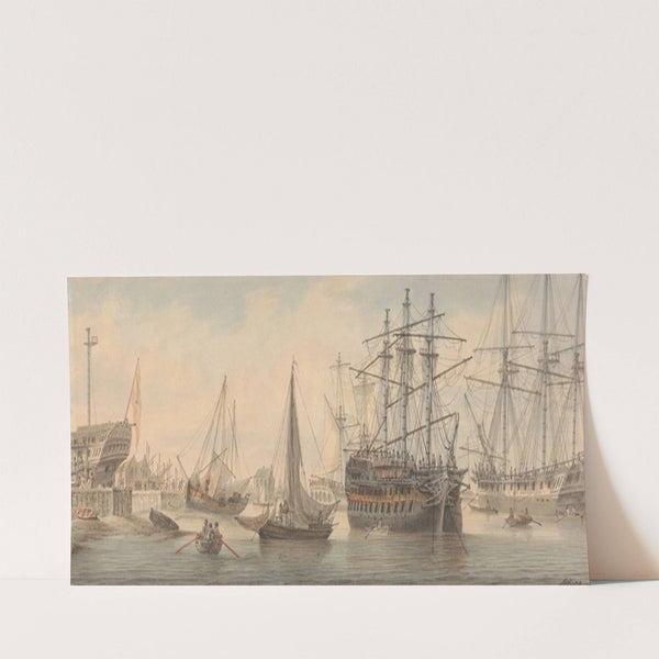 Men-of-War and other Shipping on the Thames (most probably at Deptford) by Samuel Atkins