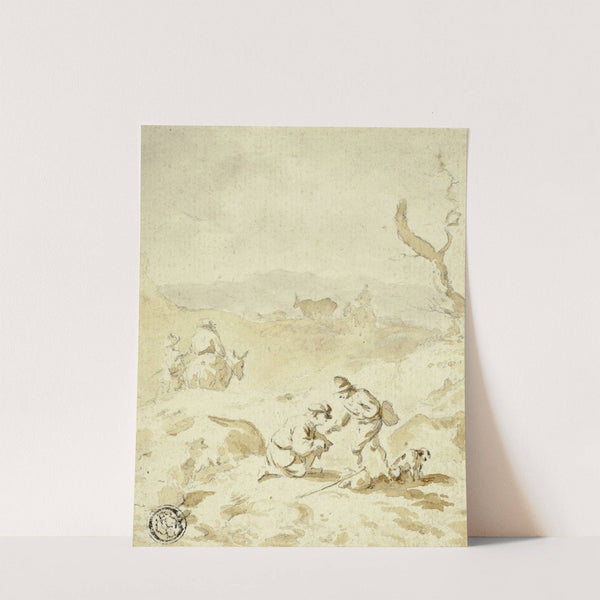 Men Traveling Through Hills with Mules, Packs and Dog by Circle of Herman Saftleven III