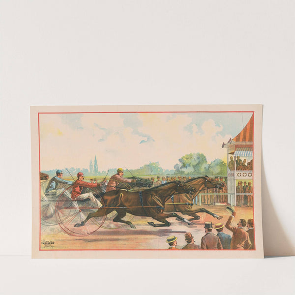 Men watching harness racers near the finish line (1891) by Calvert Litho. Co