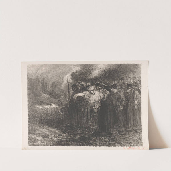 Menigte aan de rand van een verwoeste stad by Henry de Groux