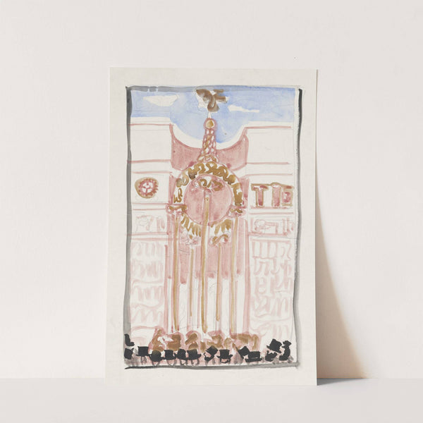 Menigte staande voor versierde gevel of monument (1874) by Carel Adolph Lion Cachet