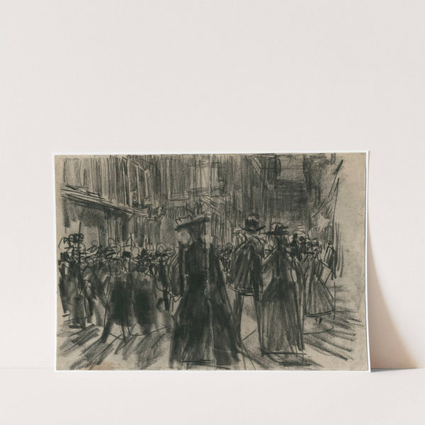 Mensen in de Venestraat te Den Haag bij avond by Isaac Israëls