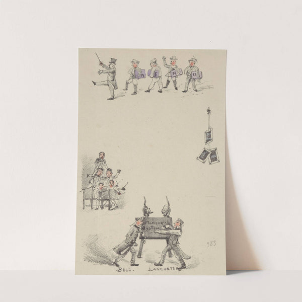 Menukaart met onderwijzers en leerlingen by Theo van Hoytema