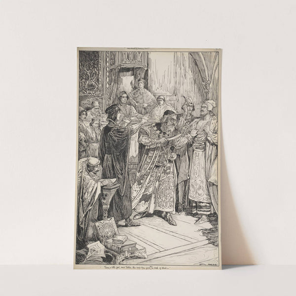 Merchant of Venice. Tarry a little, Jew, said Portia, this bond here gives you no drop of blood (1917-1918) by Louis Rhead