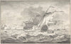 Merchant Ships and Smaller Sailing Boats in a Strong Breeze, Dolphins in the Waves