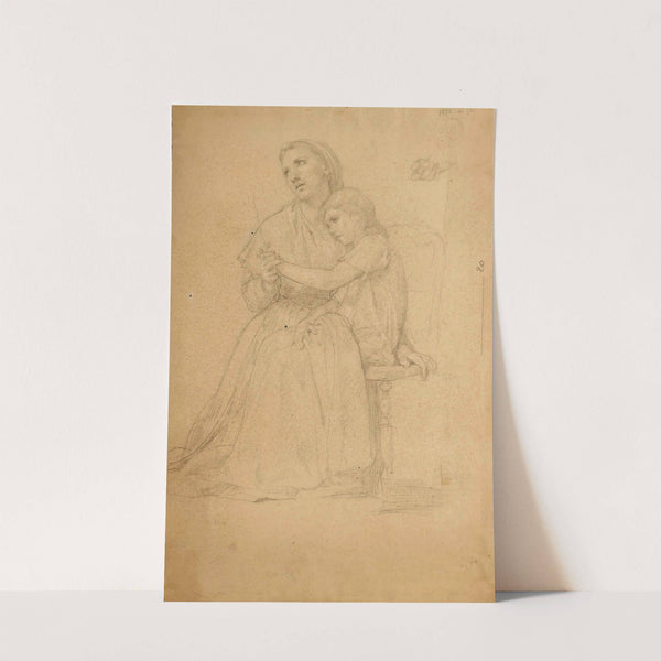 Mère et enfant priant et étude subsidiaire de main et d’un enfant assis (1870) by William Bouguereau