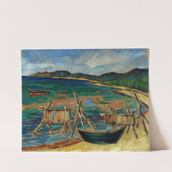 Merelaht paatidega by Konrad Mägi