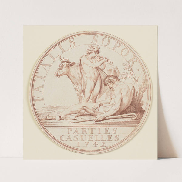 Merkur schläfert Argus mit seinem Flötenspiel ein, um die in eine Kuh verwandelte Juno zu entführen (ca 1742) by Edmé Bouchardon