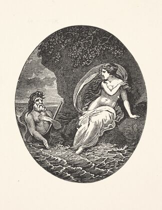 Merman near woman seated on a rock — size preview
