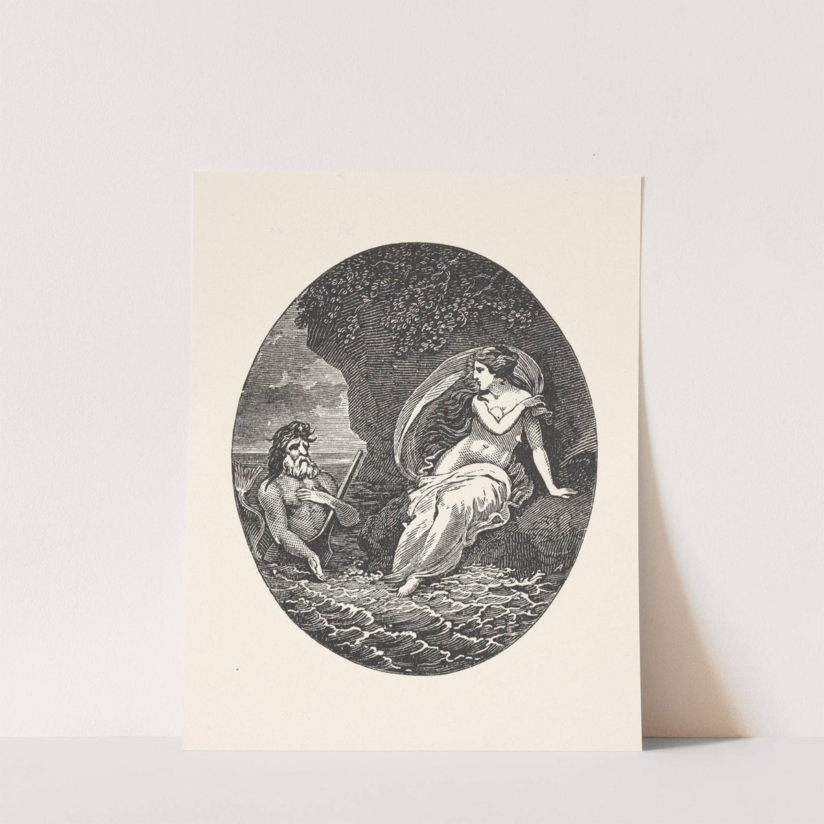 Merman near woman seated on a rock by Alexander Anderson