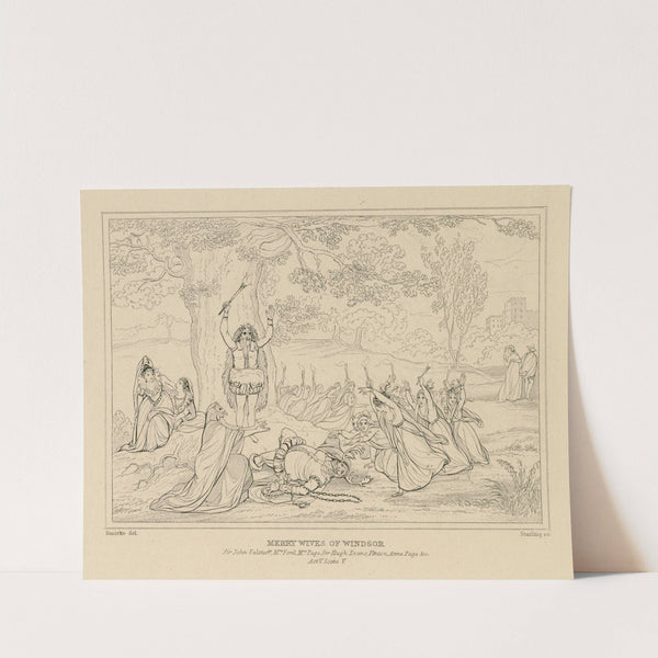 Merry wives of Windsor, act V, scene V, Windsor Park, Falstaff disguised with a buck’s head on &c Robt. (19th century) by William Francis Starling