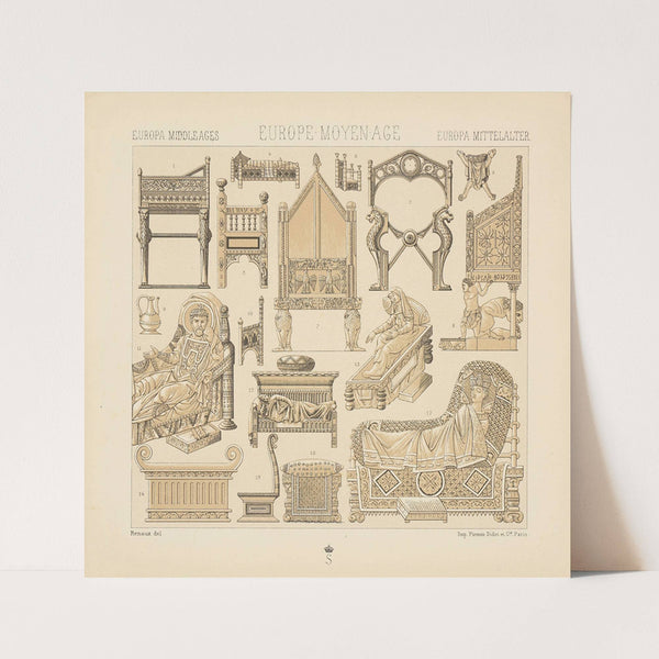 Meubles du VIIe siecle au XIVe – lits, trones et sieges (1876-1888) by Auguste Racinet