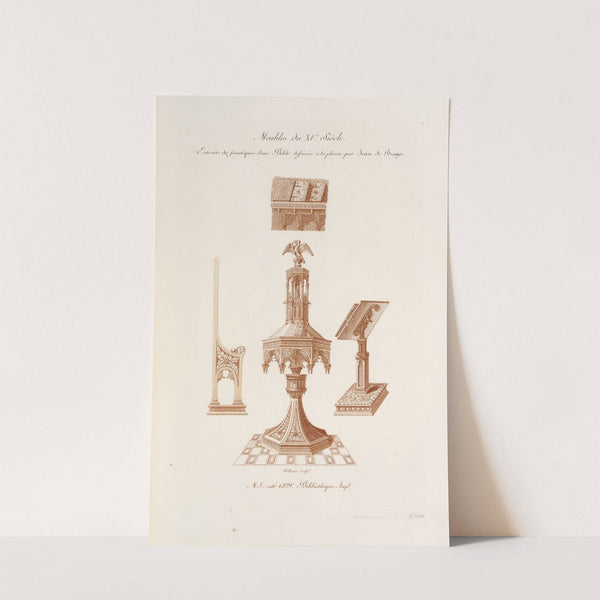 Meubles du XVe. siècle. Extraits du frontispiece d’une bible dessinée à la plume par Jean de Bruges. (1839) by Nicolas Xavier Willemin