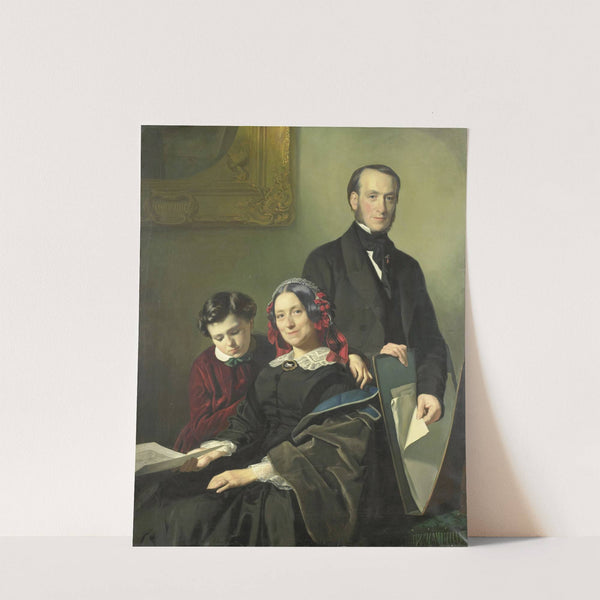 Mevrouw A.J. Schmidt-Keiser, weduwe van de schilder Willem Hendrik Schmidt (1809-49), de leermeester van Jacob Spoel, met haar broer J.N. Keiser en haar tienjarig zoontj by Jacob Spoel