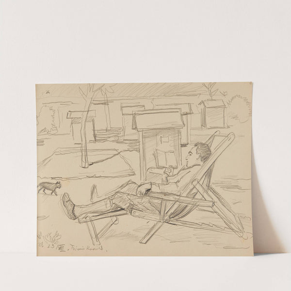 mężczyzna na leżaku pośród uli w pasiece. by Ivan Ivanec