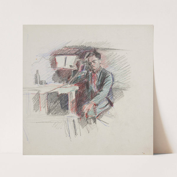 Mężczyzna w ziemiance rozmawiający przez telefon (1914-1918) by Ivan Ivanec