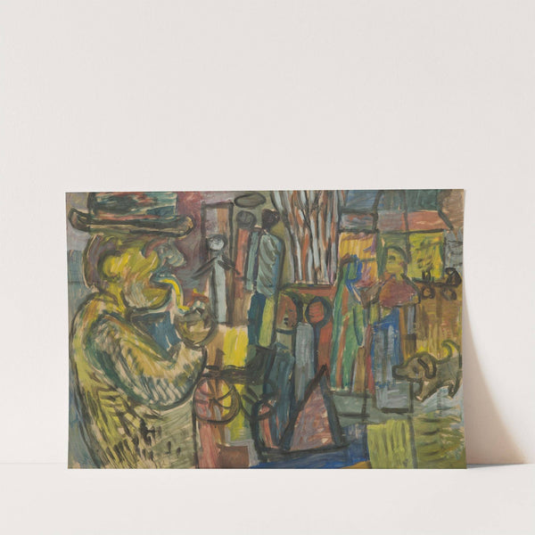 Mężczyzna z fajką na tle podwórza by Sasza Blonder