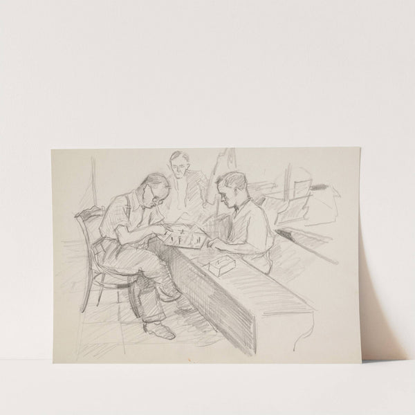 Mężczyźni grający w szachy w schronie by Ivan Ivanec