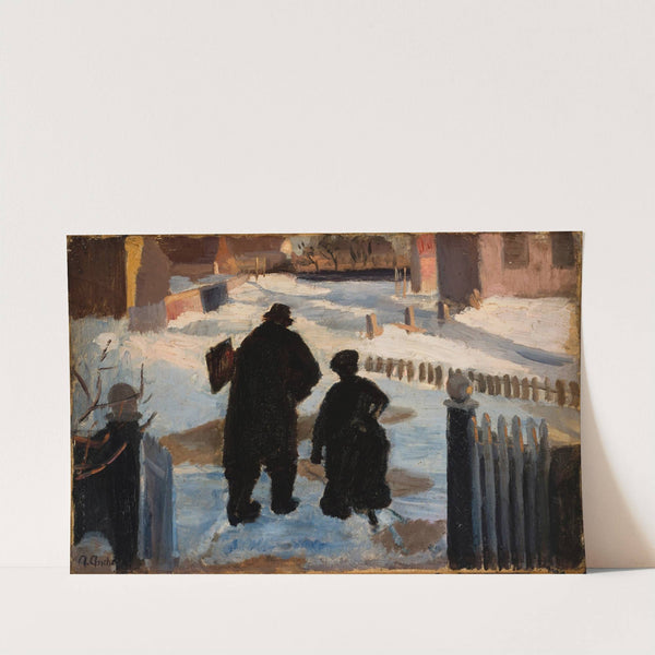 Michael Ancher on his way to his studio accompanied by the organist Helene Christensen (1888) by Anna Ancher